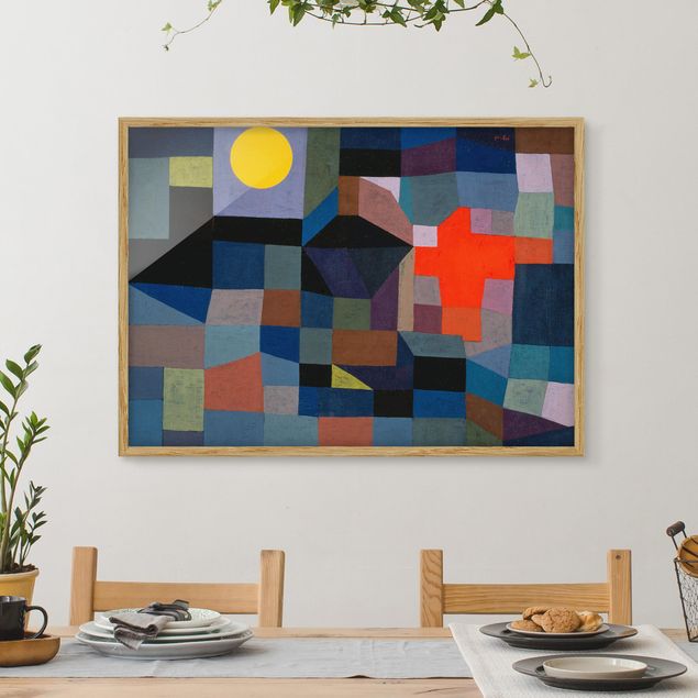 Pósters enmarcados de cuadros famosos Paul Klee - Fire At Full Moon