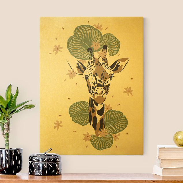 Lienzos dorados Safari Animals - Portrait Giraffe
