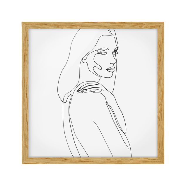 Pósters enmarcados en blanco y negro Line Art Woman's Shoulder Black And White
