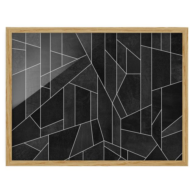 Pósters enmarcados abstractos Black And White Geometric Watercolour