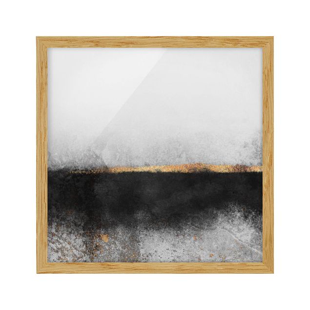 Pósters enmarcados abstractos Abstract Golden Horizon Black And White