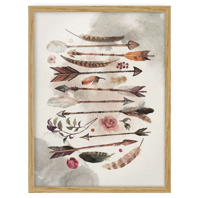 Cuadros modernos y elegantes Boho Arrows And Feathers - Watercolour