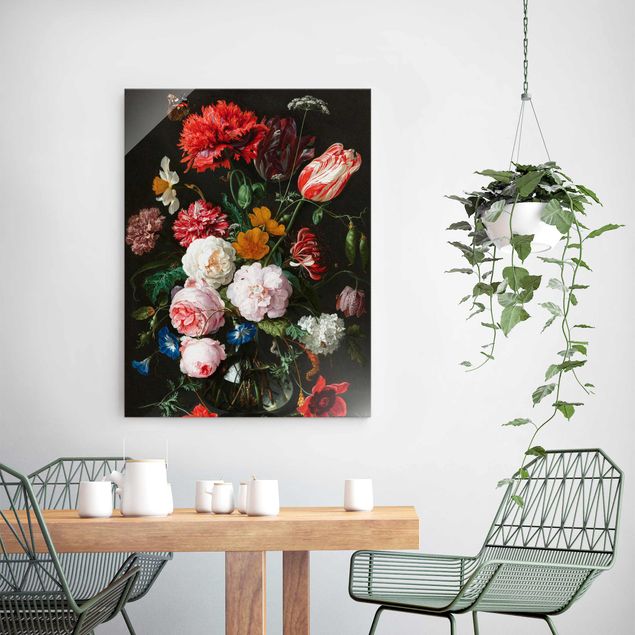 Cuadros famosos Jan Davidsz De Heem - Still Life With Flowers In A Glass Vase