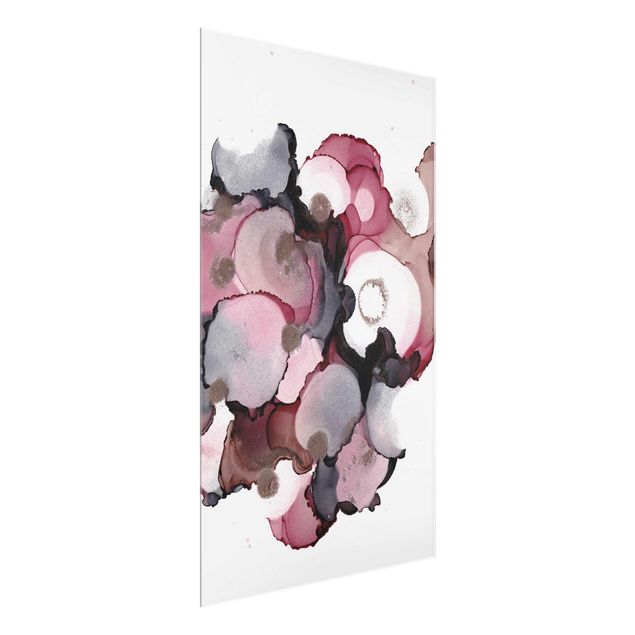 Cuadros abstractos modernos Pink Beige Drops With Pink Gold