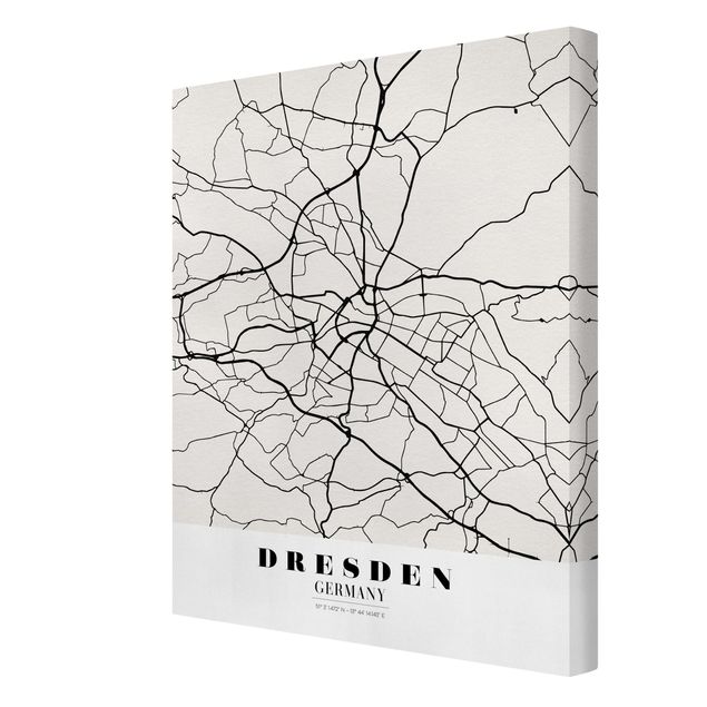 Cuadros modernos blanco y negro Dresden City Map - Classical