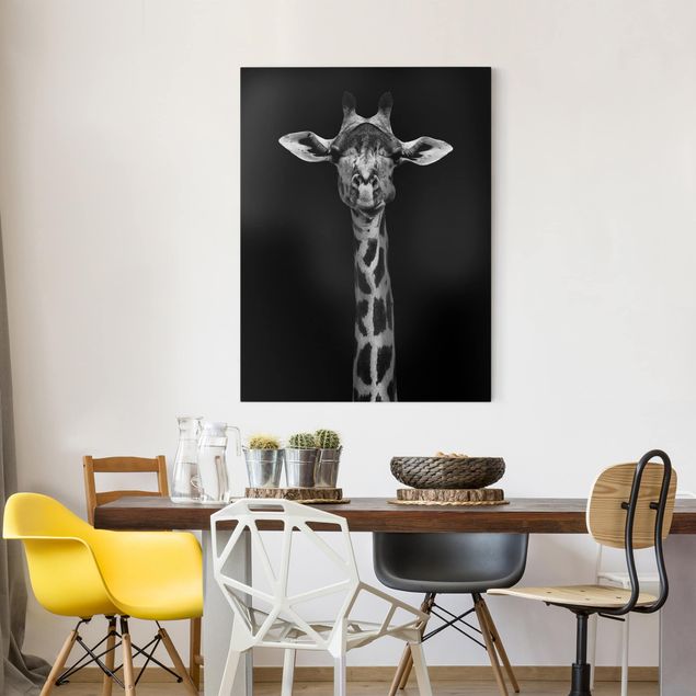 Lienzos de jirafas Dark Giraffe Portrait