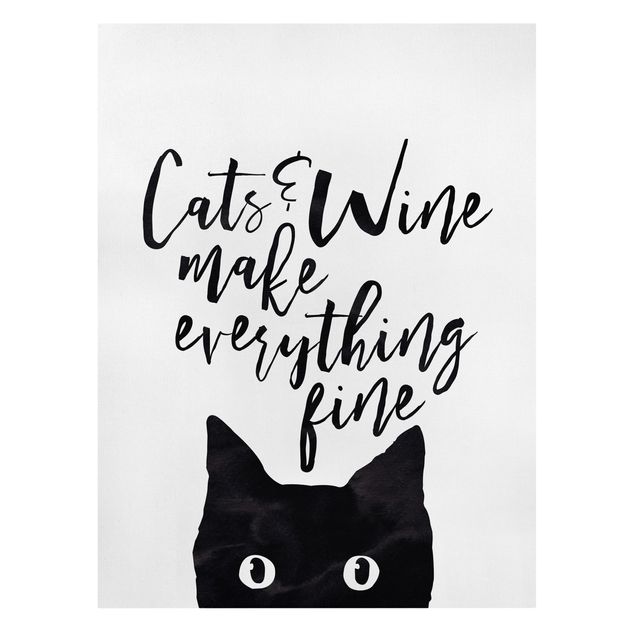 Lienzos frases Cats And Wine make Everything Fine