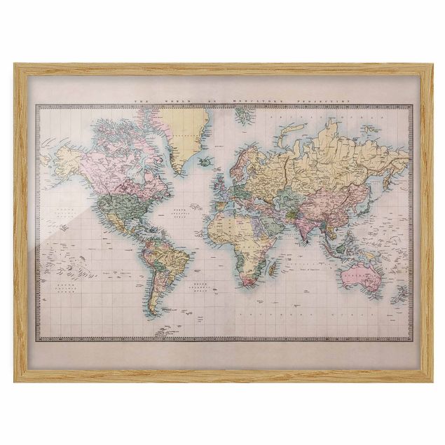 Cuadros mapamundi Vintage World Map Around 1850