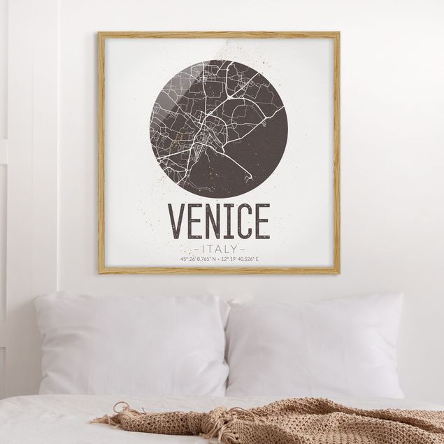 Cuadros Italia Venice City Map - Retro