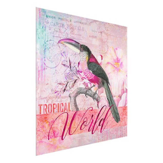 Cuadros de flores Vintage Collage - Tropical World Tucan