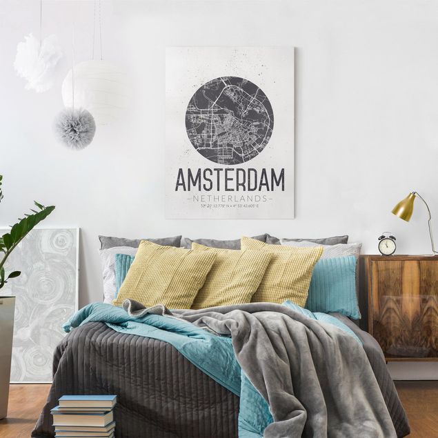 Lienzos de mapamundi Amsterdam City Map - Retro