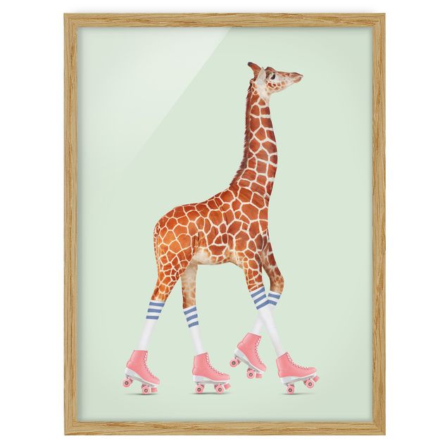 Cuadros de jirafas Giraffe With Roller Skates
