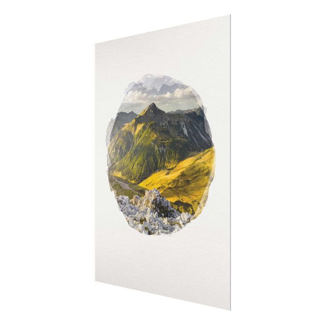 Cuadros de cristal paisajes WaterColours - Mountains And Valley Of The Lechtal Alps In Tirol