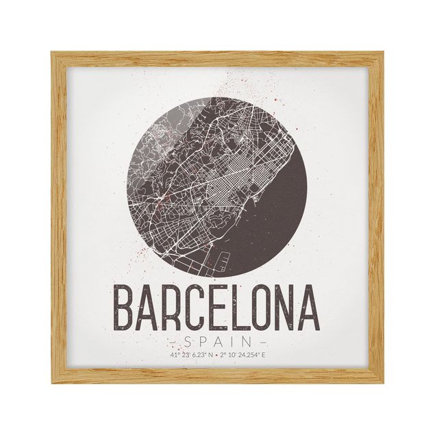 Cuadros arquitectura Barcelona City Map - Retro