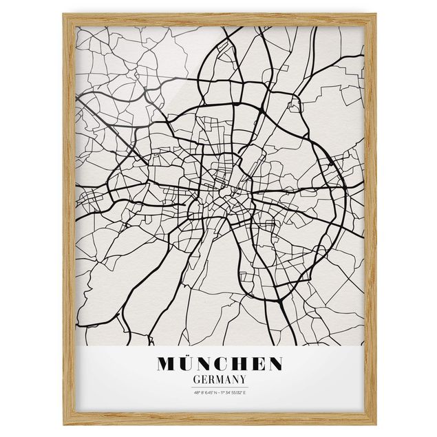 Pósters enmarcados con frases Munich City Map - Classic