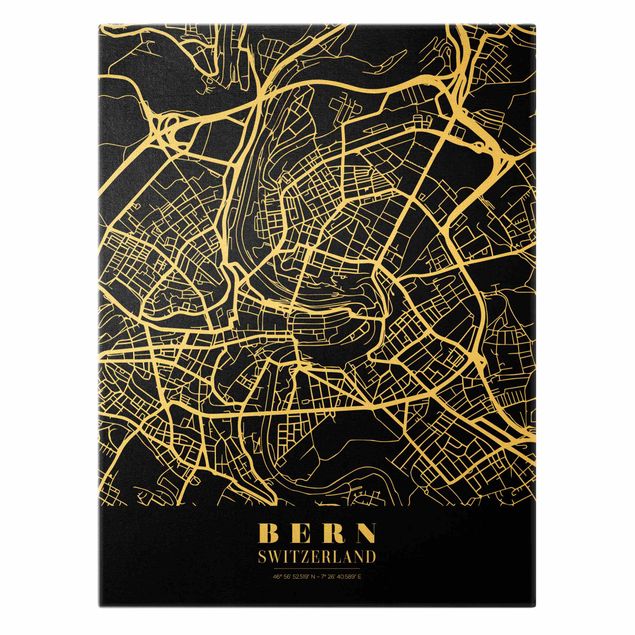 Cuadros Bern City Map - Classic Black
