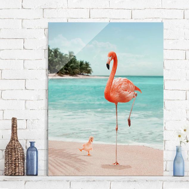 Cuadros Jonas Loose Beach With Flamingo