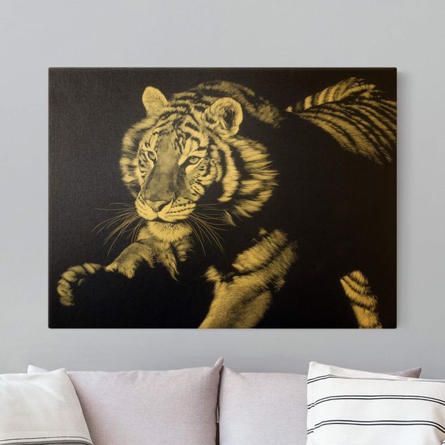 Cuadros tigres Tiger In The Sunlight On Black