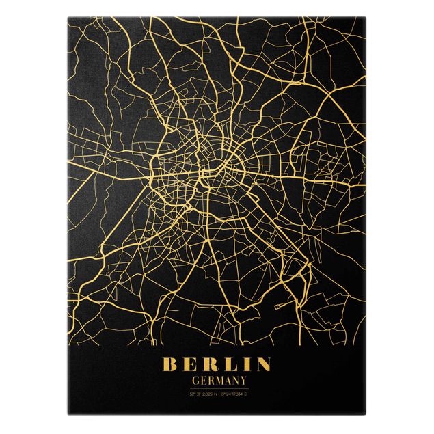 Cuadro negro Berlin City Map - Classic Black