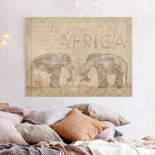 Lienzos de elefantes Vintage Collage - Spirit Of Africa
