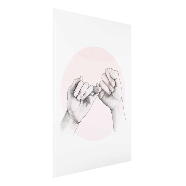Cuadros románticos Illustration Hands Friendship Circle Pink White