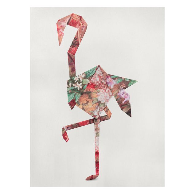 Cuadros de flores Origami Flamingo