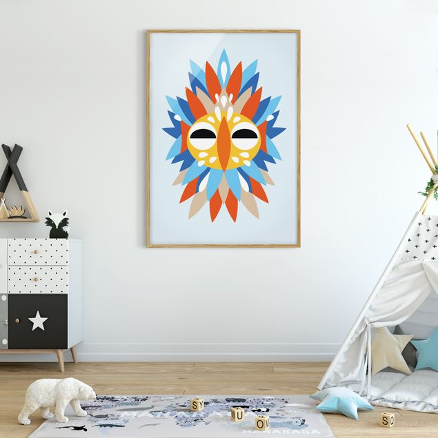 Láminas india Collage Ethnic Mask - Parrot