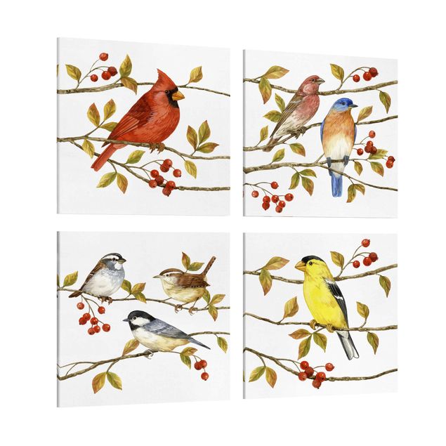 Cuadros decorativos modernos Birds And Berries Set II