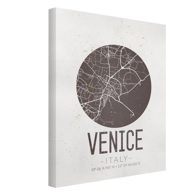 Lienzo mapamundi Venice City Map - Retro
