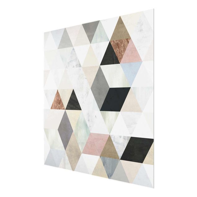 Tableros magnéticos de vidrio Watercolour Mosaic With Triangles I