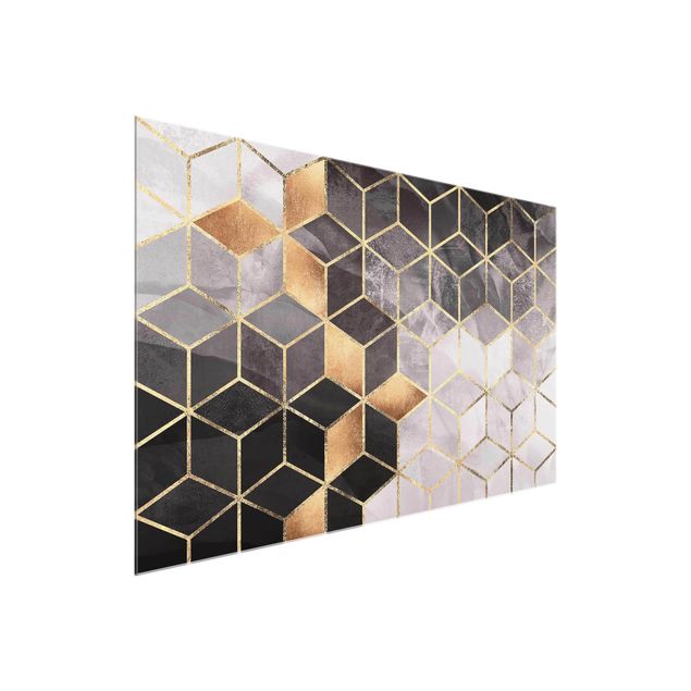 Cuadros de cristal abstractos Black And White Golden Geometry