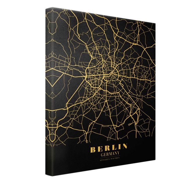 Cuadros modernos blanco y negro Berlin City Map - Classic Black