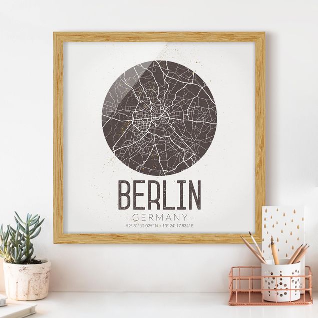 Cuadros de Berlín City Map Berlin - Retro