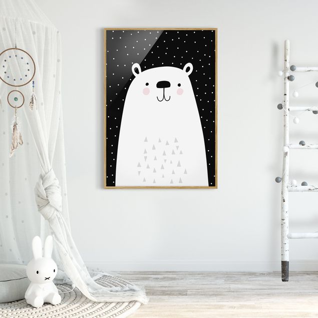 Pósters enmarcados en blanco y negro Zoo With Patterns - Polar Bear