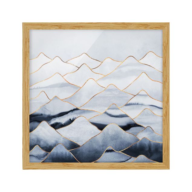 Cuadros paisajes Watercolour Mountains White Gold