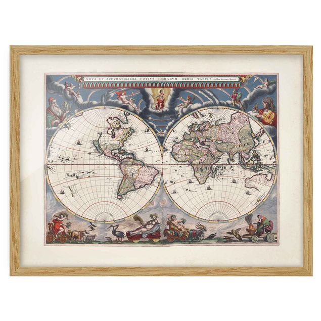 Cuadros mapamundi Historic World Map Nova Et Accuratissima Of 1664