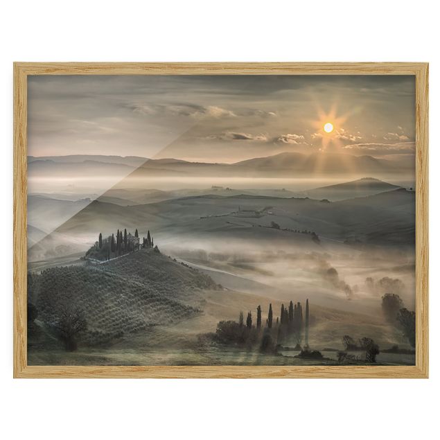 Pósters enmarcados de paisajes Tuscany-Morning
