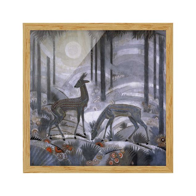 Estilos artísticos Jean Dunand - Gazelles – Lacquered Wood Panel