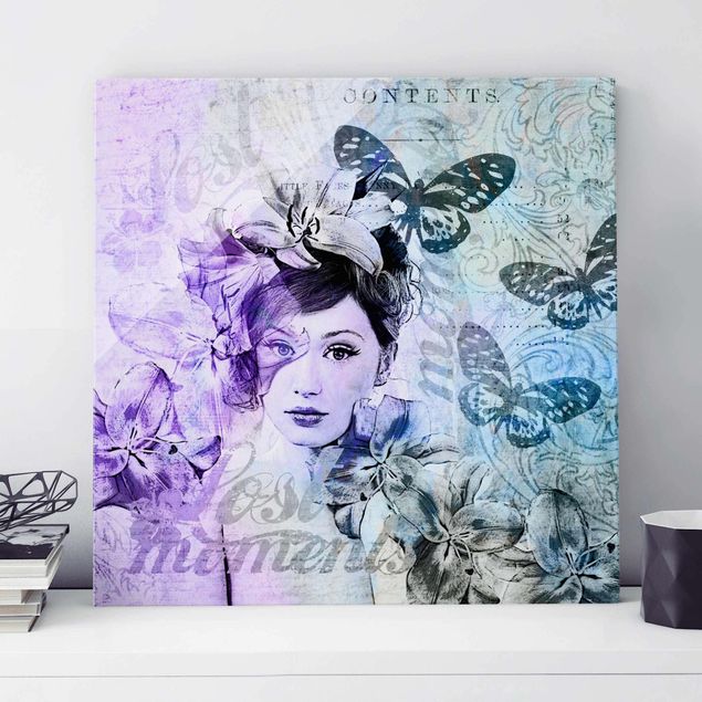 Decoración cocina Shabby Chic Collage - Portrait With Butterflies