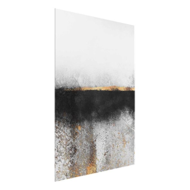 Cuadros de cristal abstractos Abstract Golden Horizon Black And White