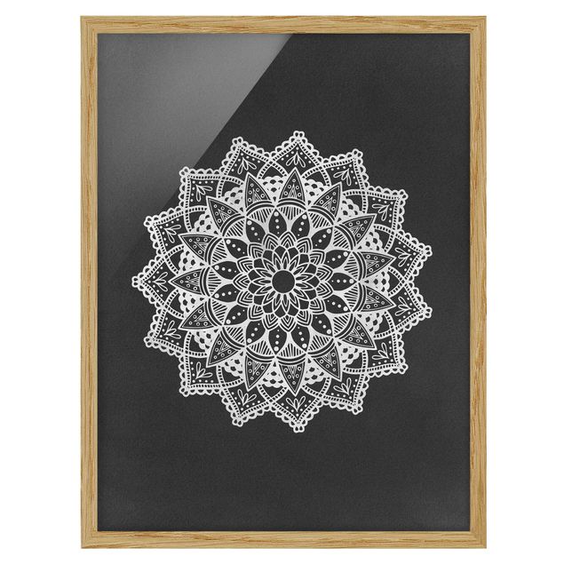 Cuadros de patrones Mandala Illustration Ornament White Black