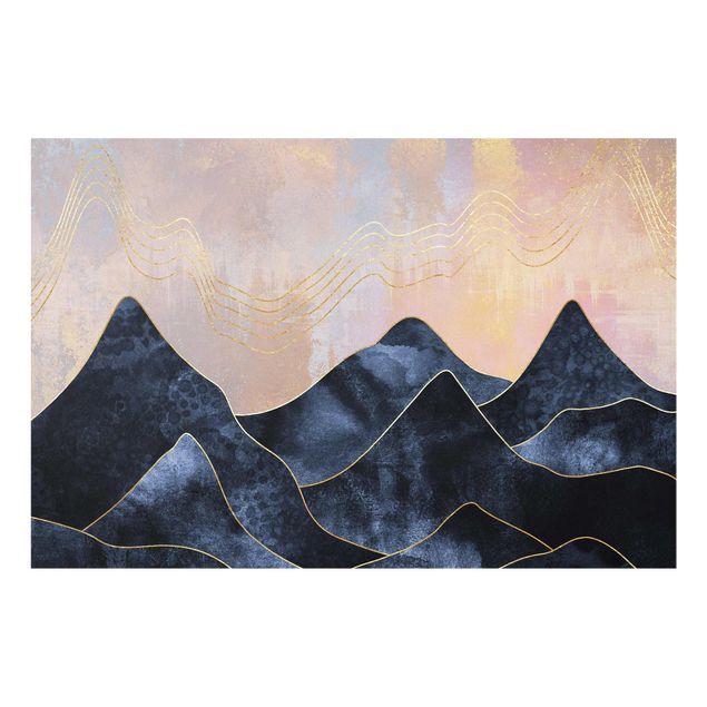 Cuadros de cristal abstractos Golden Dawn Over Mountains
