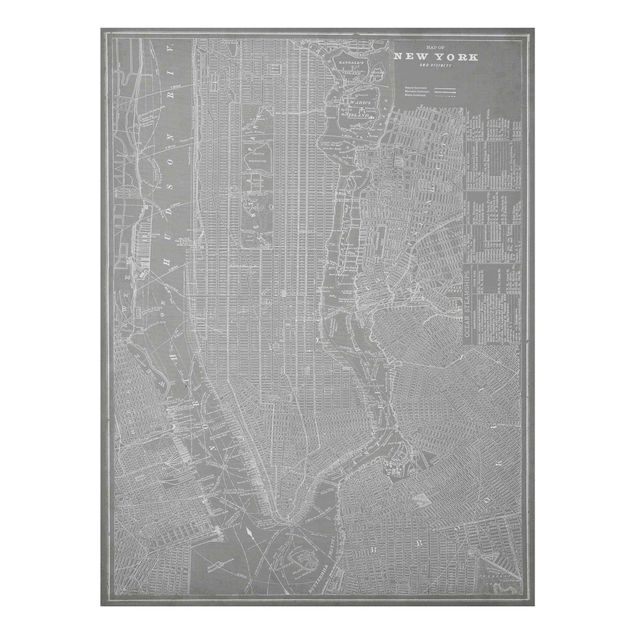 Cuadros de ciudades Vintage Map New York Manhattan