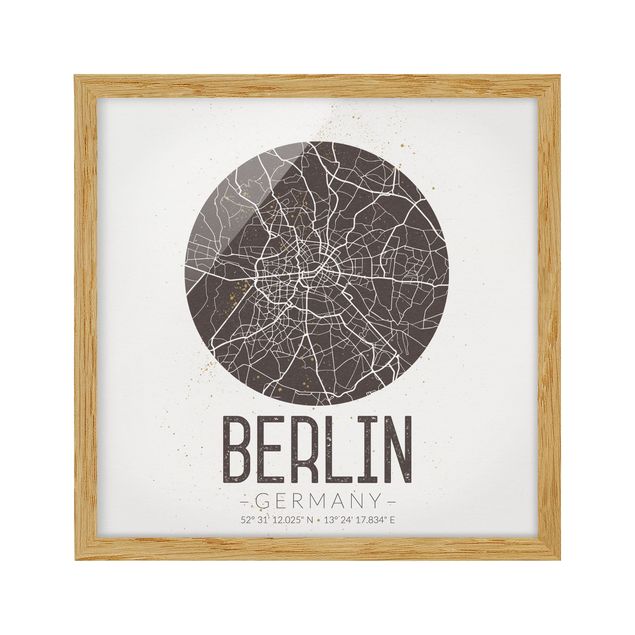 Pósters enmarcados de mapamundi City Map Berlin - Retro