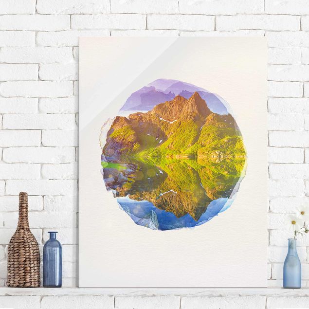 Cuadros Mirau WaterColours - Mountain Landscape With Water Reflection In Norway