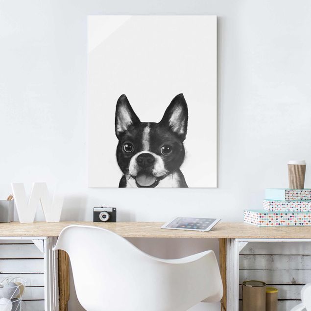 Cuadros perros Illustration Dog Boston Black And White Painting