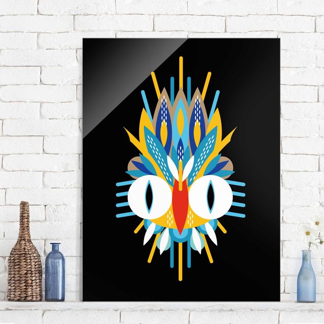 Decoración infantil pared Collage Ethno Mask - Bird Feathers