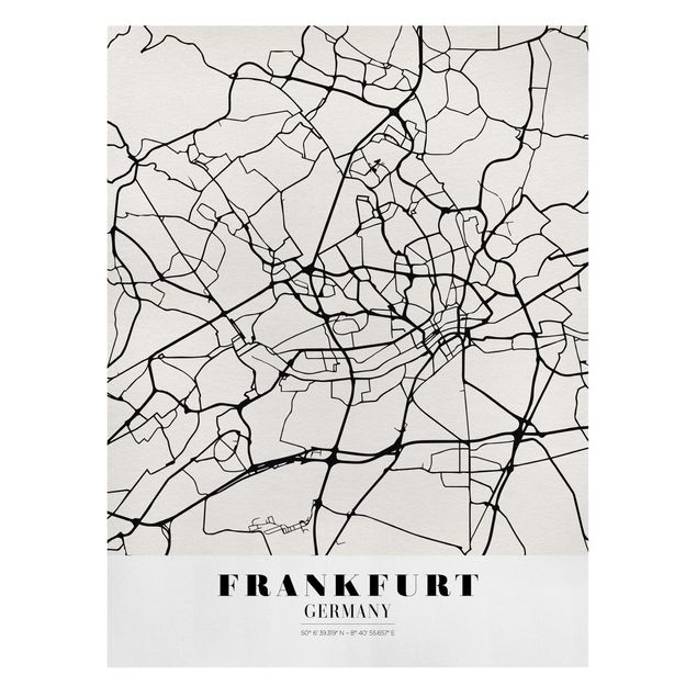 Cuadros a blanco y negro Frankfurt City City Map - Classical