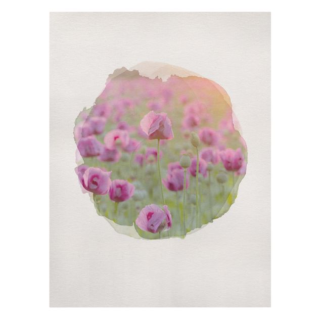 Cuadros de plantas WaterColours - Violet Poppy Flowers Meadow In Spring