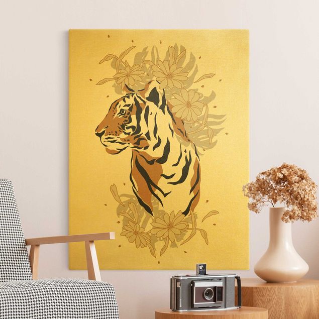 Lienzos dorados Safari Animals - Portrait Tiger